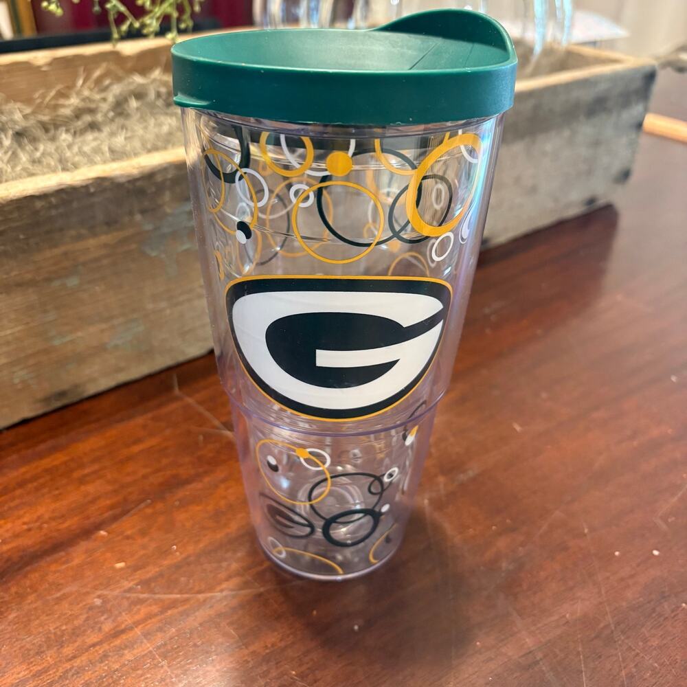 NFL Football, Double Wall, Clear, 24 oz, Travel Cup, Go Pack Go